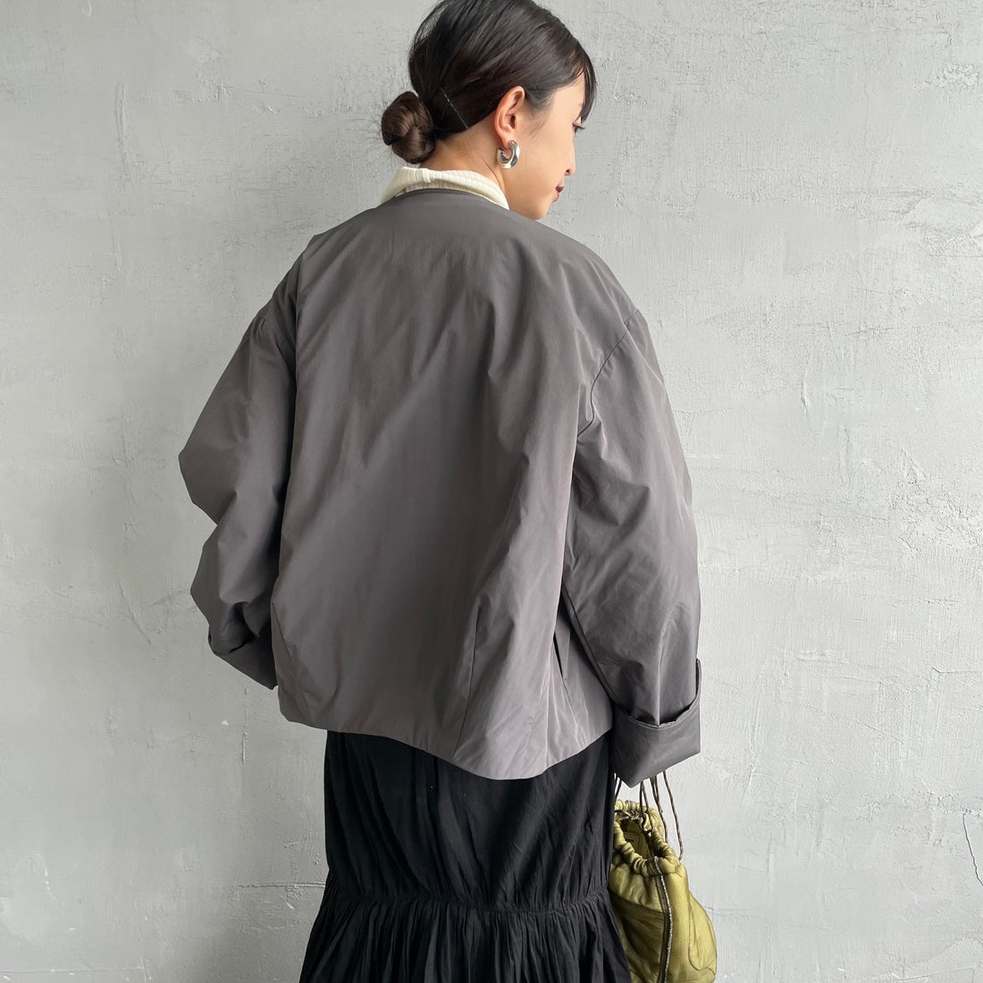 DANTON [ダントン] カラーレスワイドジャケット [DT-A0672PNT] CHARCOAL &&モデル身長：150cm 着用サイズ：36&&