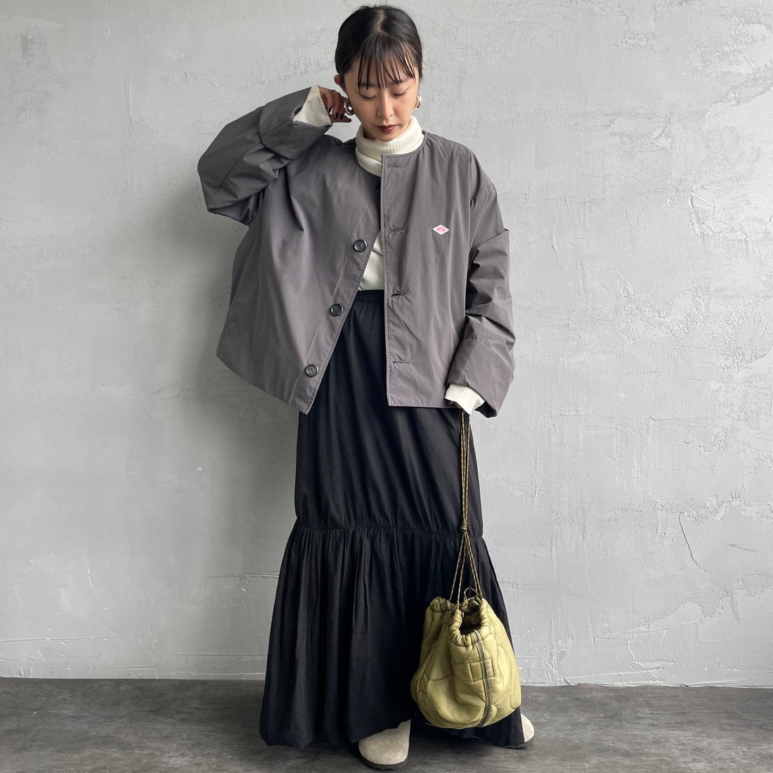 DANTON [ダントン] カラーレスワイドジャケット [DT-A0672PNT] CHARCOAL &&モデル身長：150cm 着用サイズ：36&&