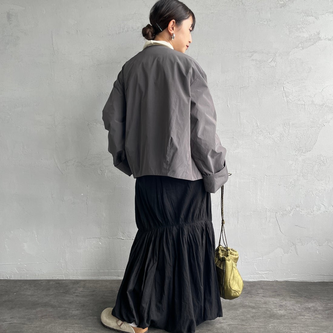 DANTON [ダントン] カラーレスワイドジャケット [DT-A0672PNT] CHARCOAL &&モデル身長：150cm 着用サイズ：36&&