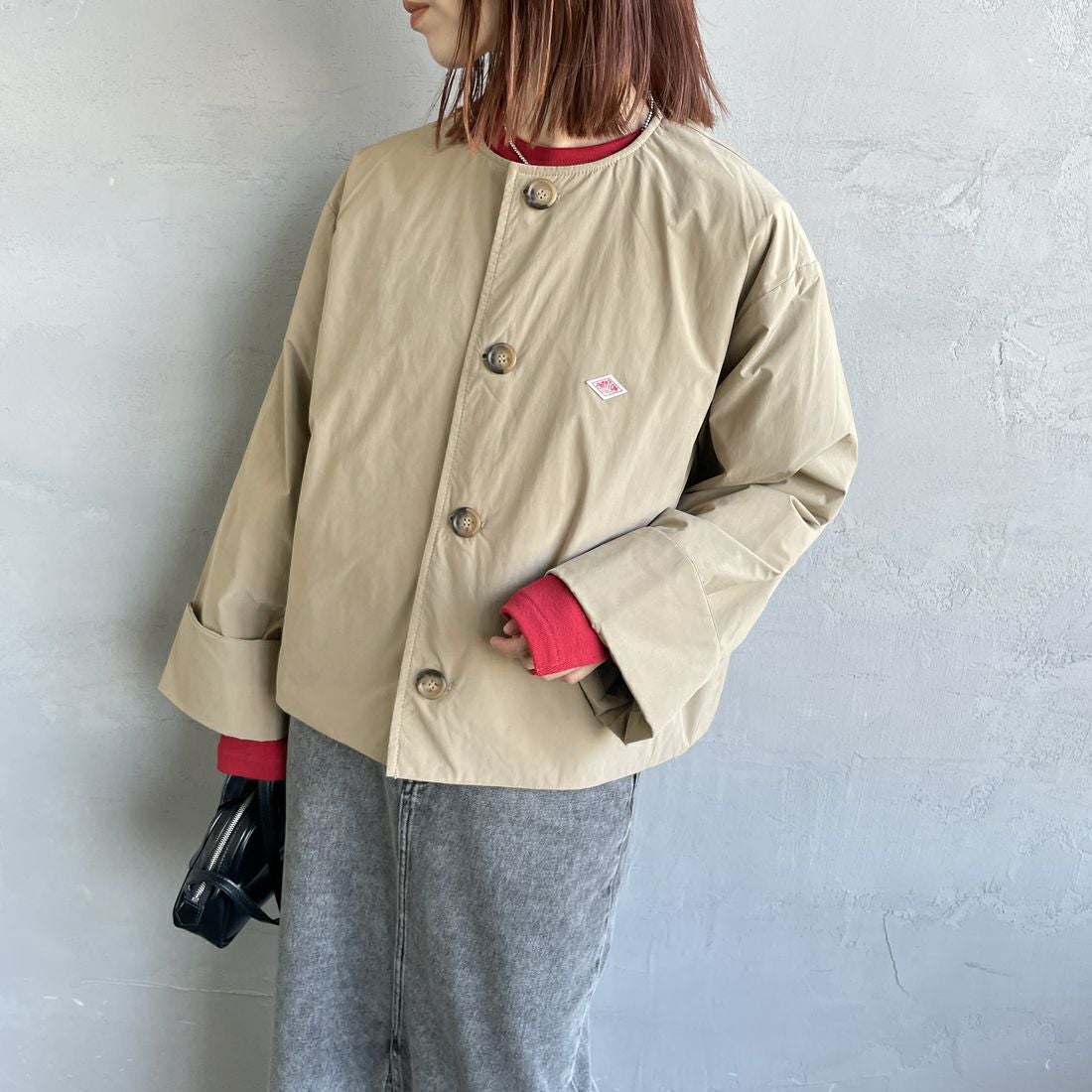DANTON [ダントン] カラーレスワイドジャケット [DT-A0672PNT] BEIGE &&モデル身長：158cm 着用サイズ：36&&
