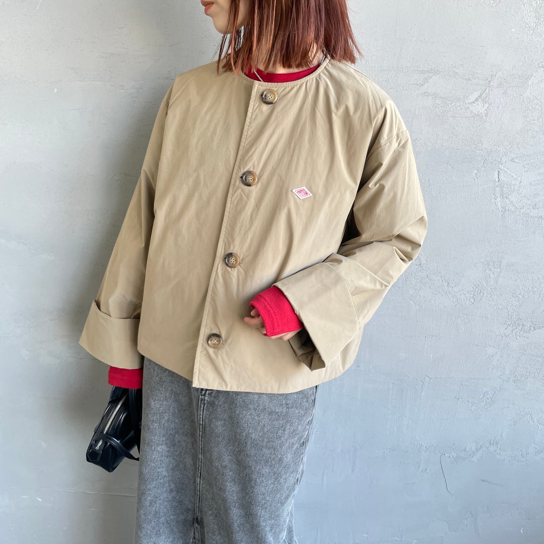 DANTON [ダントン] カラーレスワイドジャケット [DT-A0672PNT] BEIGE &&モデル身長：158cm 着用サイズ：36&&