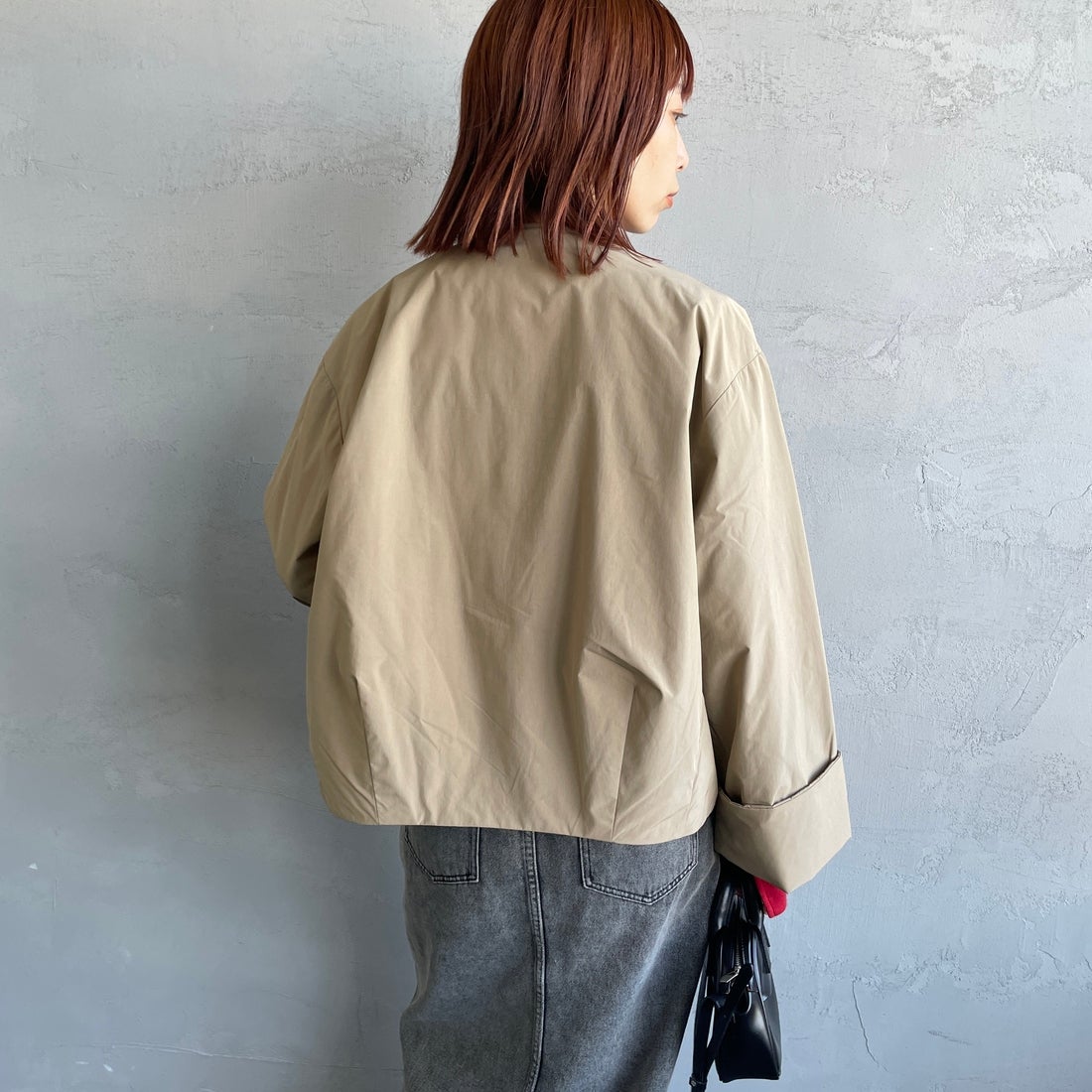 DANTON [ダントン] カラーレスワイドジャケット [DT-A0672PNT] BEIGE &&モデル身長：158cm 着用サイズ：36&&