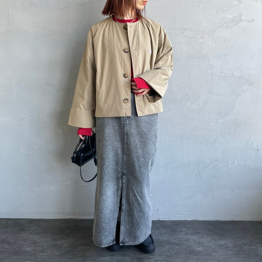 DANTON [ダントン] カラーレスワイドジャケット [DT-A0672PNT] BEIGE &&モデル身長：158cm 着用サイズ：36&&