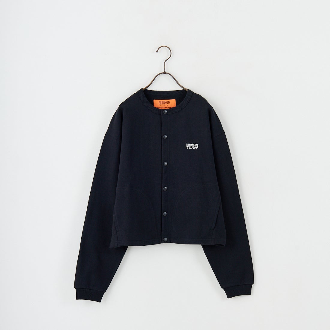 UNIVERSAL OVERALL [ユニバーサルオーバーオール] 別注 ワンポイントロゴ刺繍 スウェットカーディガン [U2532270IN-JF] BLACK