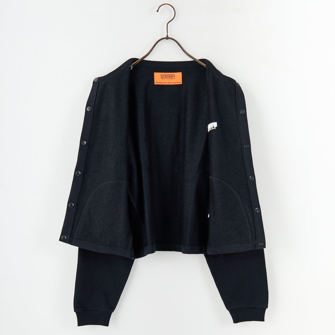 UNIVERSAL OVERALL [ユニバーサルオーバーオール] 別注 ワンポイントロゴ刺繍 スウェットカーディガン [U2532270IN-JF] BLACK