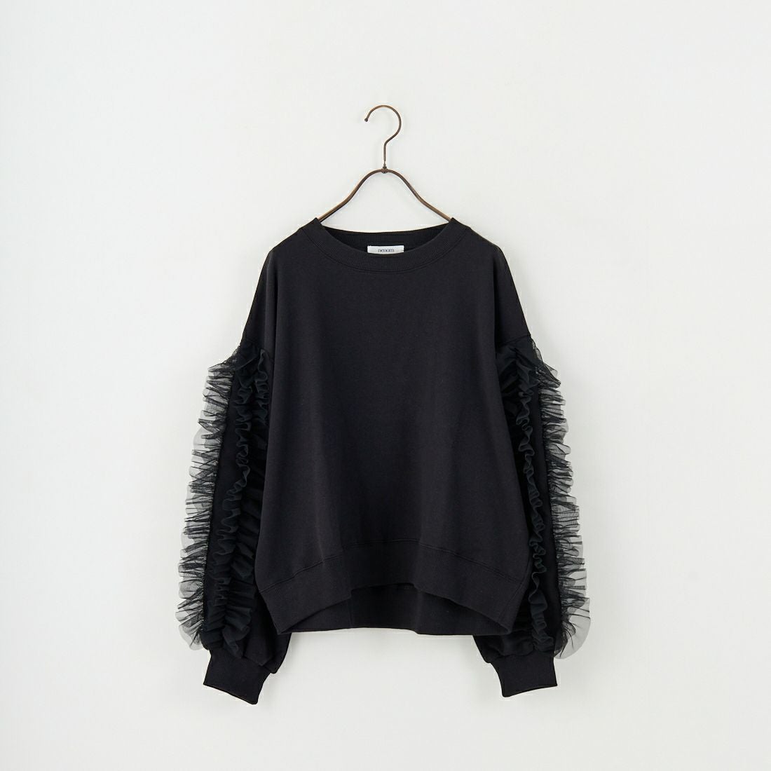 nenom [ネノム] 袖チュールフリルデザイン プルオーバースウェット [NE24132079] 09 BLACK