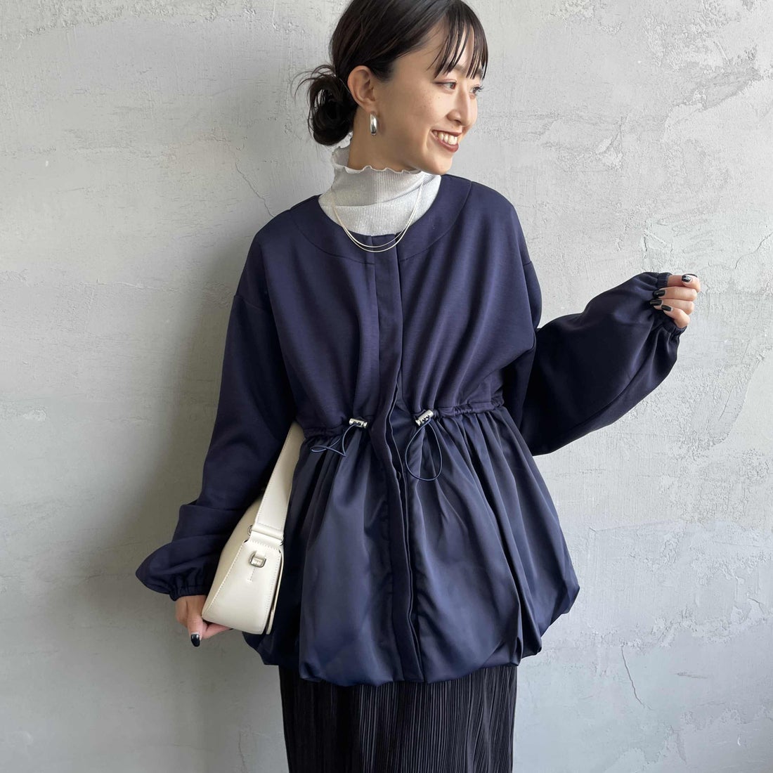 16 NAVY&&モデル身長：150cm 着用サイズ：F&&