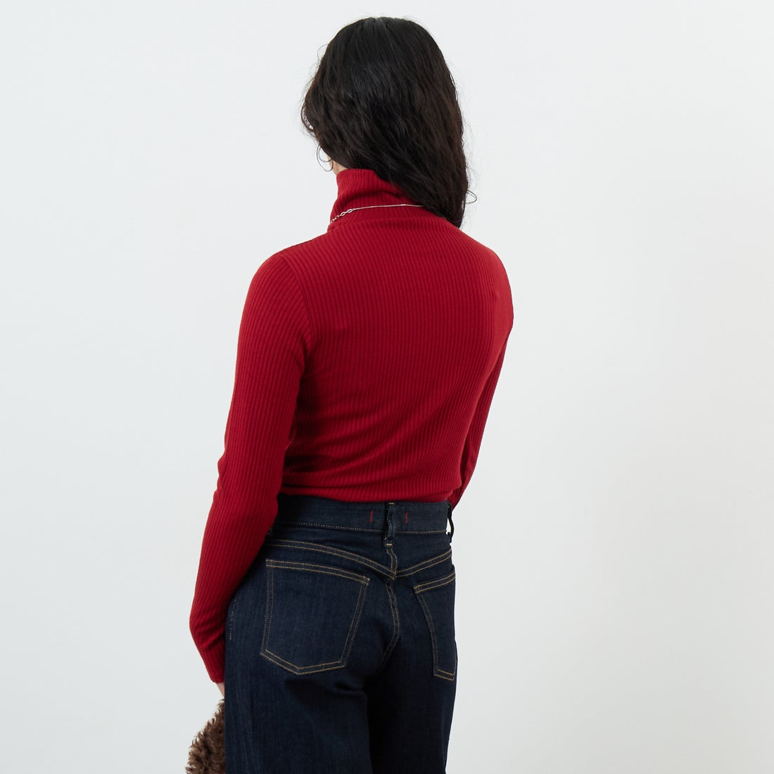 Jeans Factory Clothes [ジーンズファクトリークローズ] ウォームリブタートルネックTシャツ [JFW-C026] RED &&モデル身長：162cm 着用サイズ：36&&