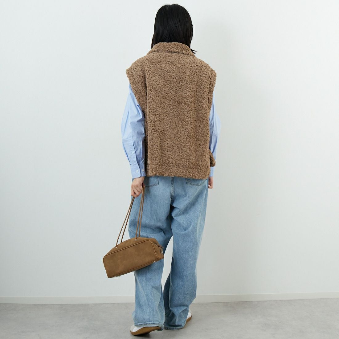 Jeans Factory Clothes [ジーンズファクトリークローズ] プードルボアハイネックベスト [VP-2263] ｸﾞﾚｰｼﾞｭ &&モデル身長：162cm 着用サイズ：F&&