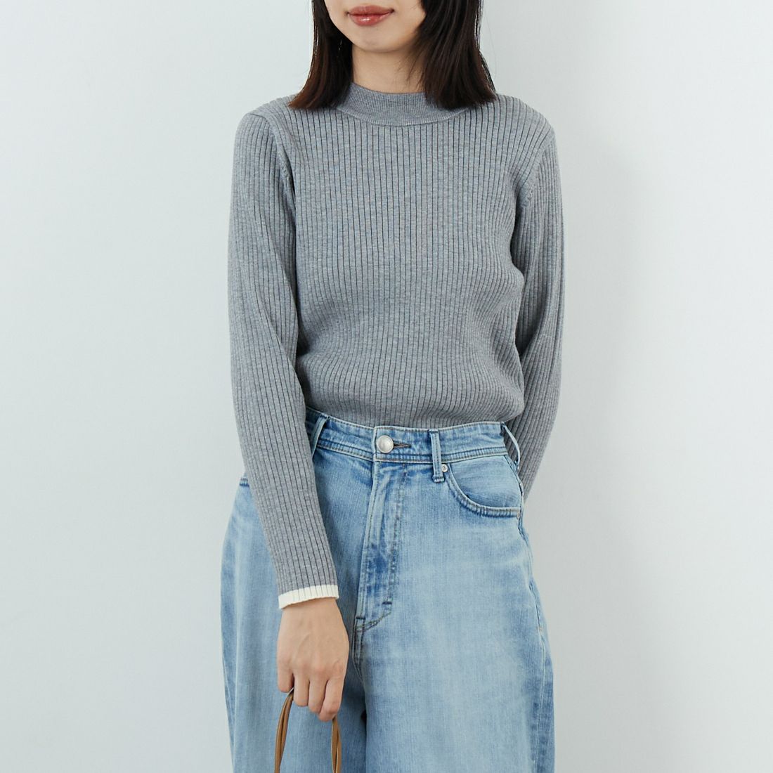 Jf Ready Made [ジェイエフレディメイド] モックネックニット [3106203] 821 ﾓｸｸﾞﾚｰ &&モデル身長：162cm 着用サイズ：F&&