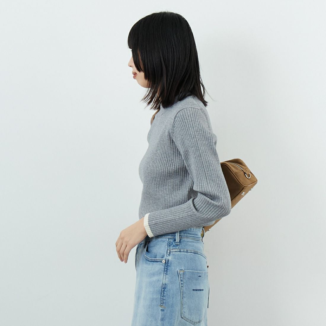 Jf Ready Made [ジェイエフレディメイド] モックネックニット [3106203] 821 ﾓｸｸﾞﾚｰ &&モデル身長：162cm 着用サイズ：F&&