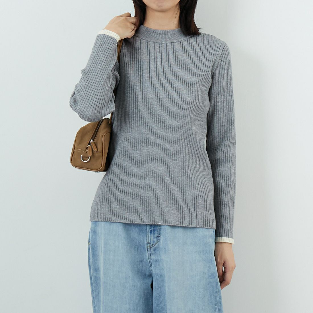 Jf Ready Made [ジェイエフレディメイド] モックネックニット [3106203] 821 ﾓｸｸﾞﾚｰ &&モデル身長：162cm 着用サイズ：F&&