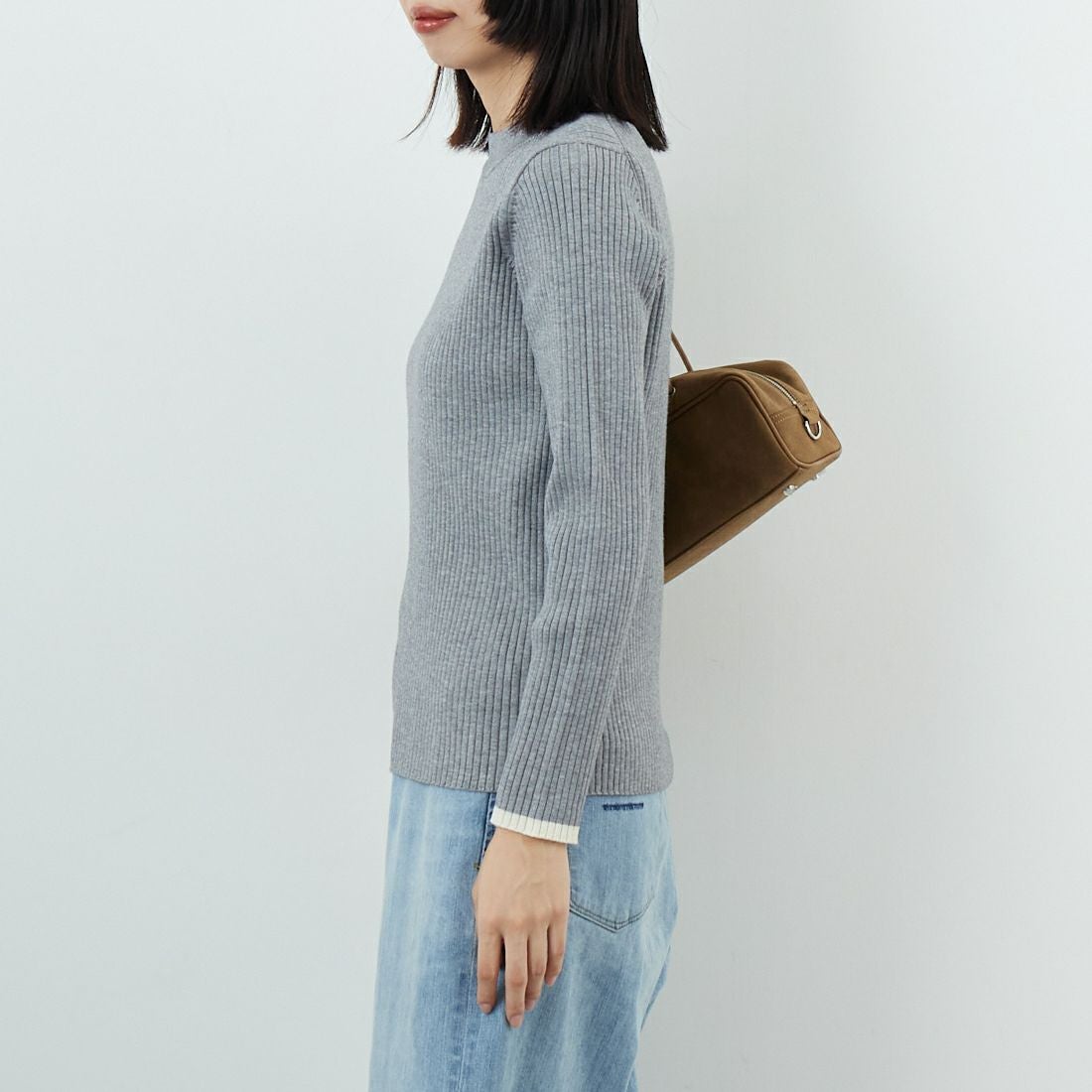 Jf Ready Made [ジェイエフレディメイド] モックネックニット [3106203] 821 ﾓｸｸﾞﾚｰ &&モデル身長：162cm 着用サイズ：F&&