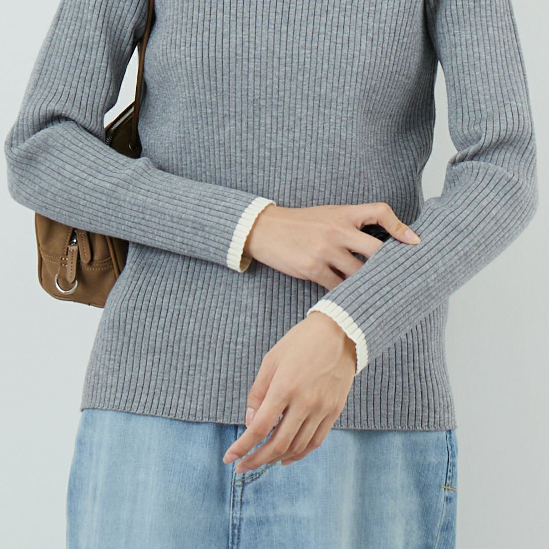 Jf Ready Made [ジェイエフレディメイド] モックネックニット [3106203] 821 ﾓｸｸﾞﾚｰ &&モデル身長：162cm 着用サイズ：F&&