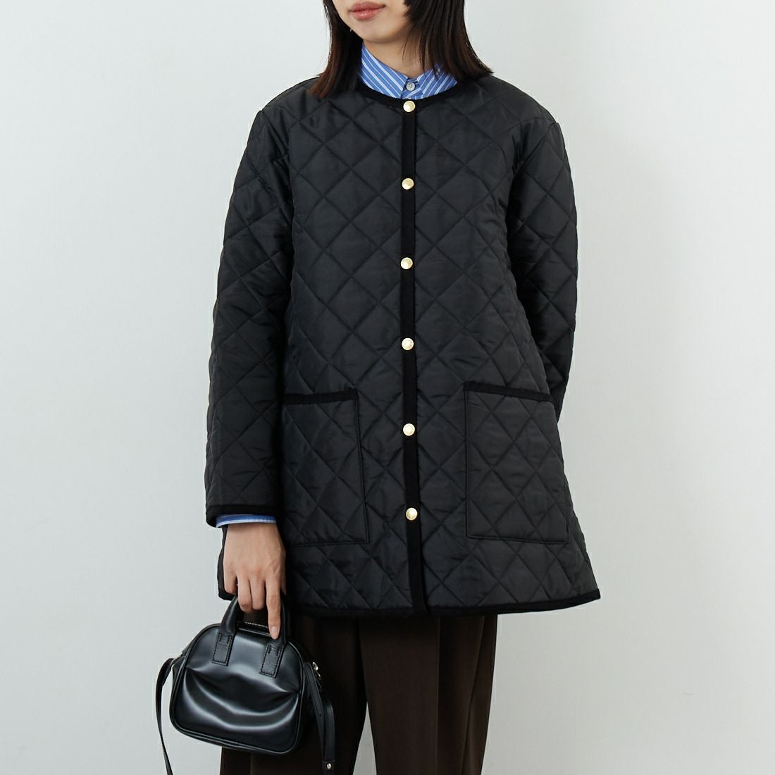 Traditional Weatherwear [トラディショナル ウェザーウェア] アークリー Aライン ミドル [L252APQCO0485AA] AA01 BK/BK &&モデル身長：162cm 着用サイズ：34&&