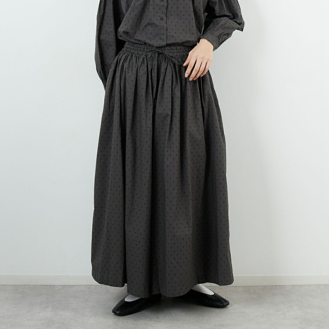 soil [ソイル] ドットコットンポプリンキュロット [NSL25535] 973M GY M. &&モデル身長：162cm 着用サイズ：2&&