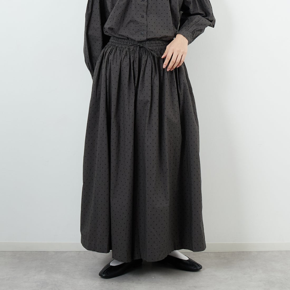 soil [ソイル] ドットコットンポプリンキュロット [NSL25535] 973M GY M. &&モデル身長：162cm 着用サイズ：2&&