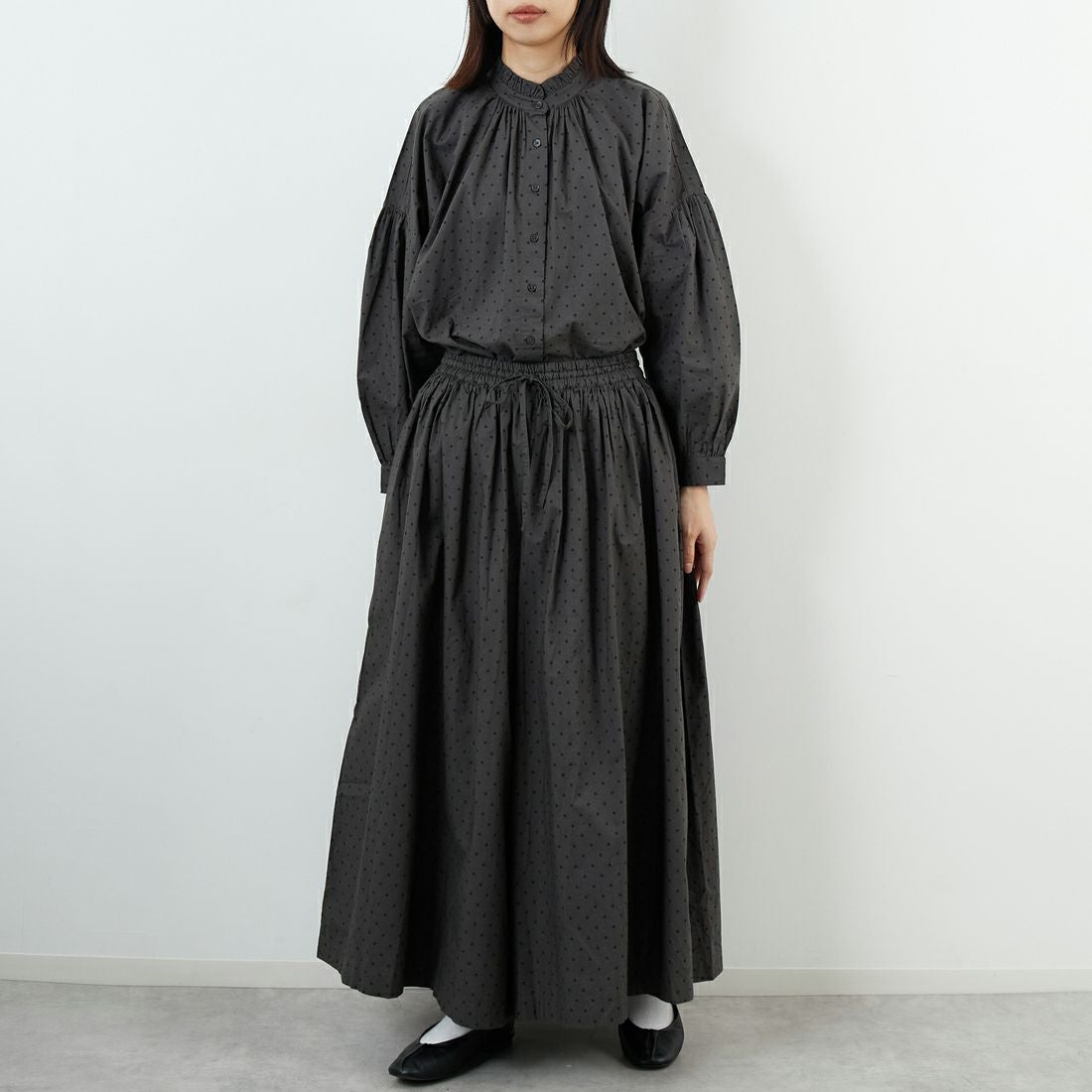 soil [ソイル] ドットコットンポプリンキュロット [NSL25535] 973M GY M. &&モデル身長：162cm 着用サイズ：2&&