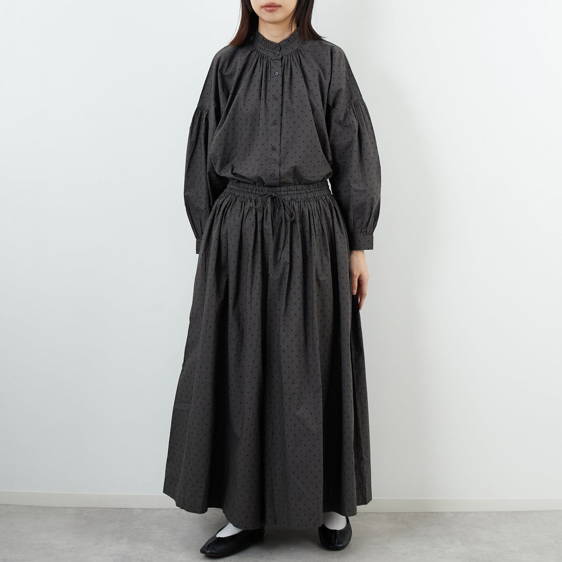 soil [ソイル] ドットコットンポプリンキュロット [NSL25535] 973M GY M. &&モデル身長：162cm 着用サイズ：2&&