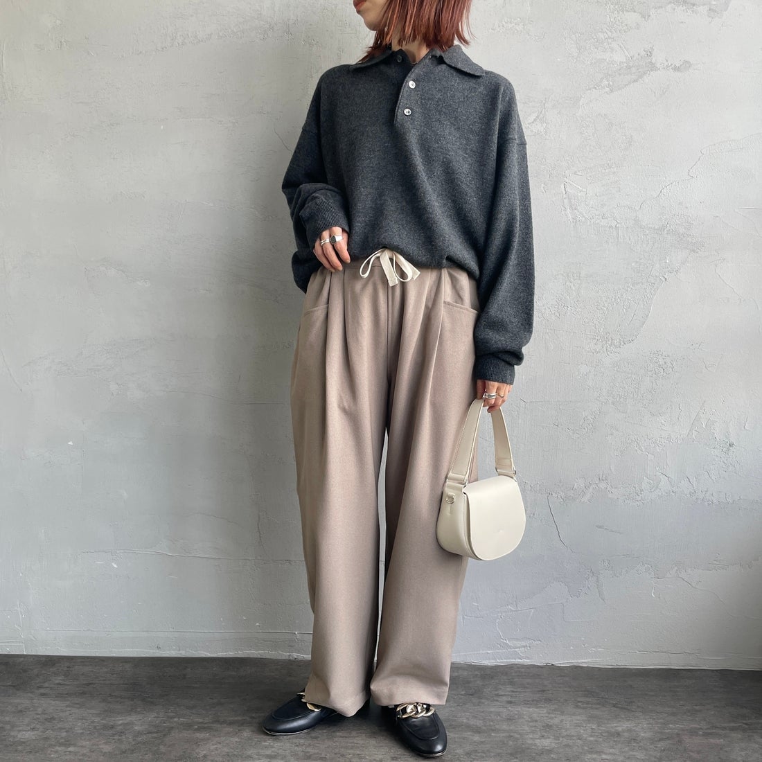 DANTON [ダントン] タックパンツ [DT-E0274FLP] TAUPE &&モデル身長：158cm 着用サイズ：36&&