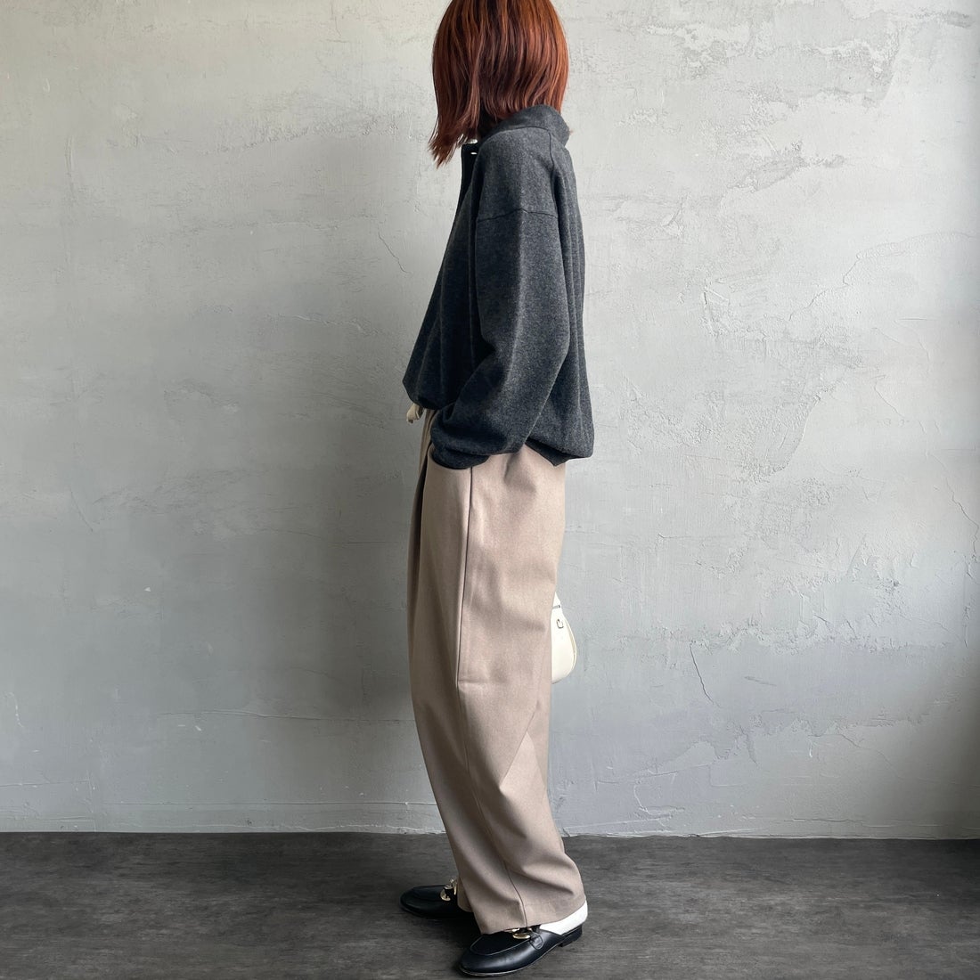 DANTON [ダントン] タックパンツ [DT-E0274FLP] TAUPE &&モデル身長：158cm 着用サイズ：36&&