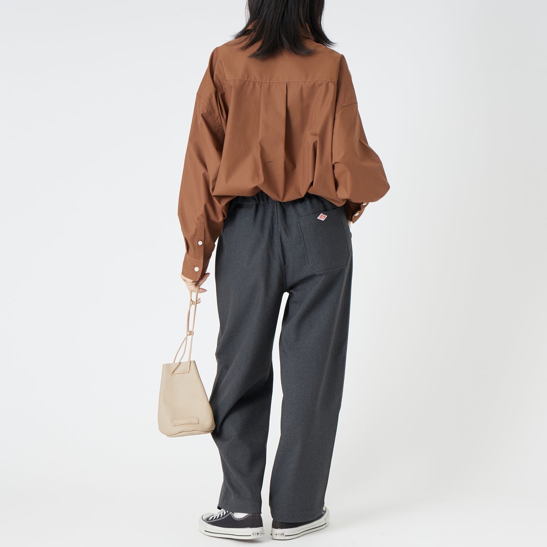 DANTON [ダントン] タックパンツ [DT-E0274FLP] DK.GRN GRY &&モデル身長：162cm 着用サイズ：36&&