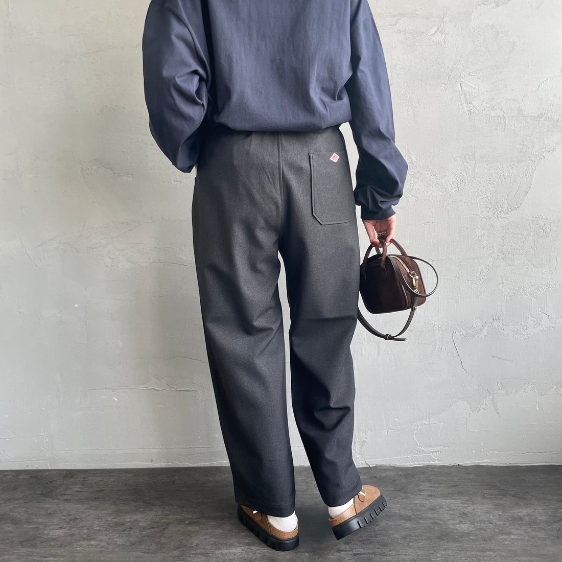 DANTON [ダントン] タックパンツ [DT-E0274FLP] DK.GRN GRY &&モデル身長：160cm 着用サイズ：36&&