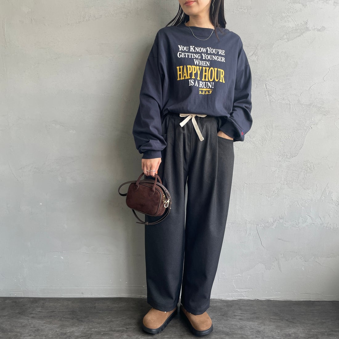 DANTON [ダントン] タックパンツ [DT-E0274FLP] DK.GRN GRY &&モデル身長：160cm 着用サイズ：36&&