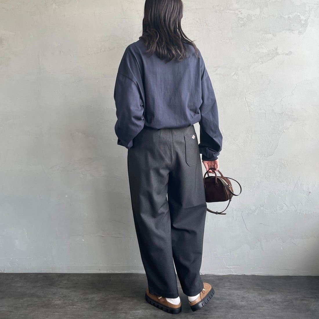 DANTON [ダントン] タックパンツ [DT-E0274FLP] DK.GRN GRY &&モデル身長：160cm 着用サイズ：36&&