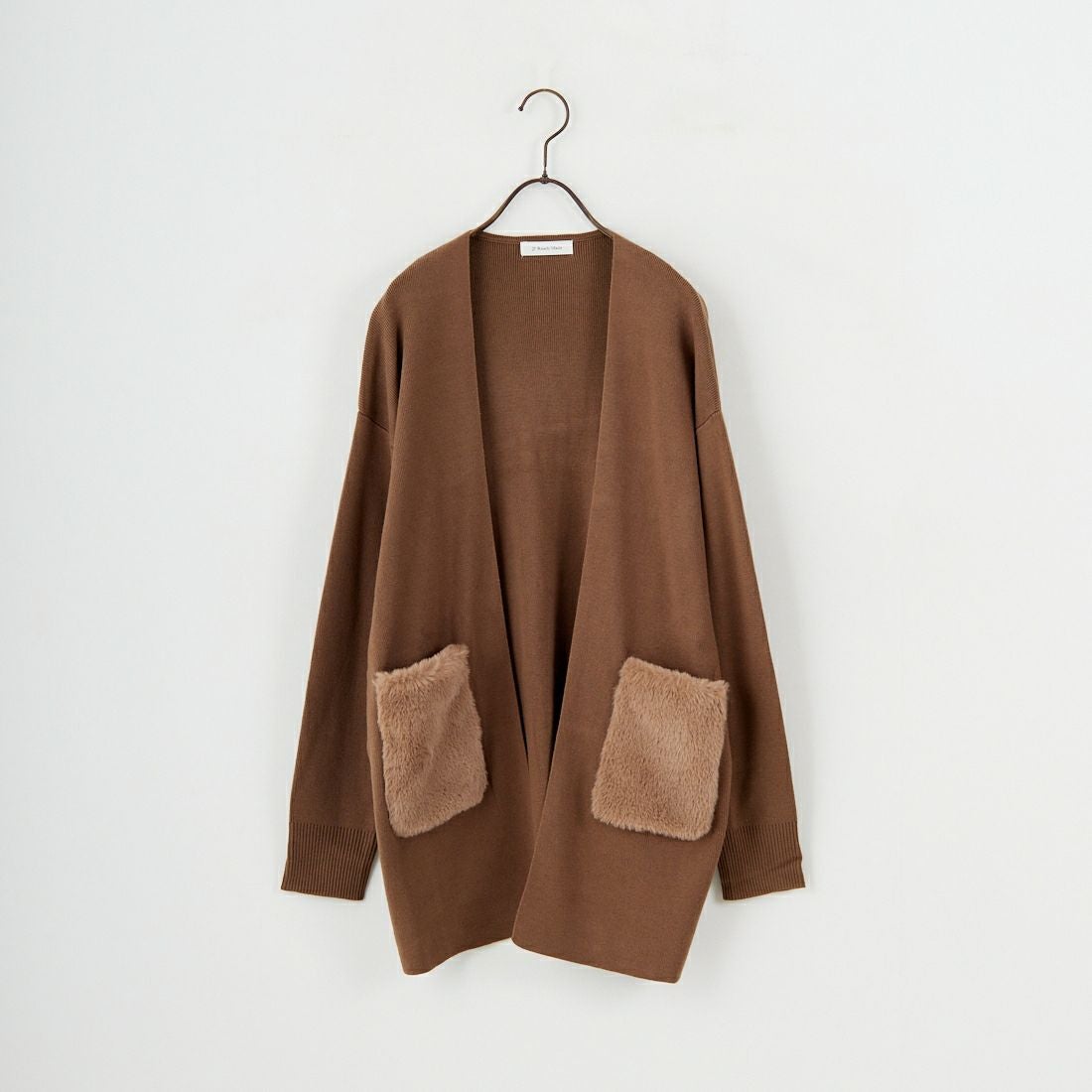 Jf Ready Made [ジェイエフレディメイド] 総針編み ファーポケットカーディガン [3106205] 701 ﾌﾞﾗｳﾝ