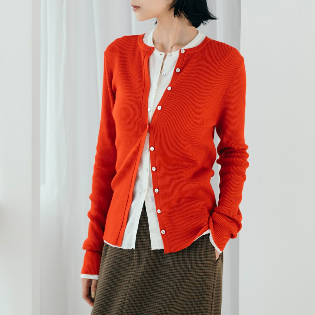 USINE [ユジーヌ] リブニットカーディガン [11256842] ﾚｯﾄﾞ