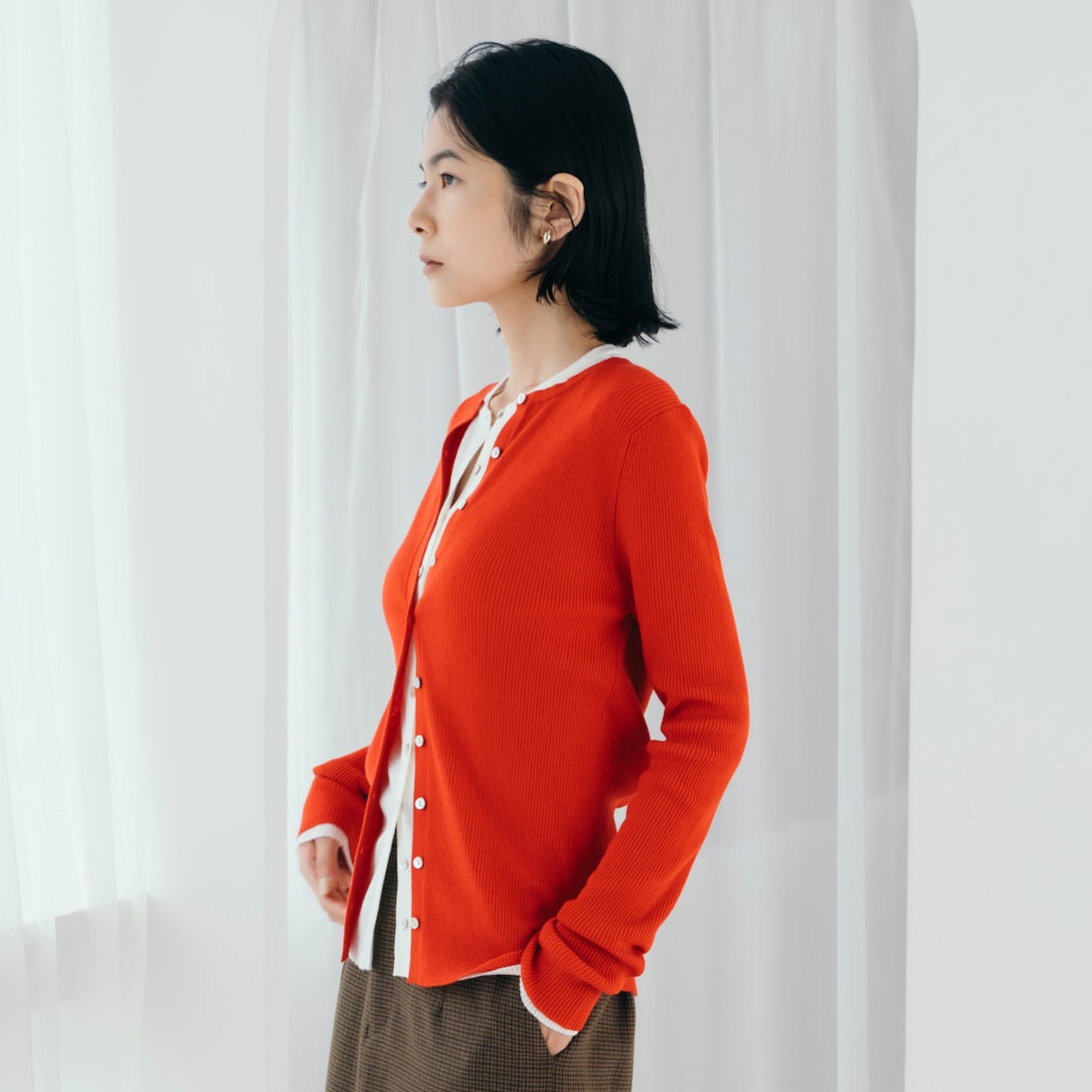 USINE [ユジーヌ] リブニットカーディガン [11256842] ﾚｯﾄﾞ