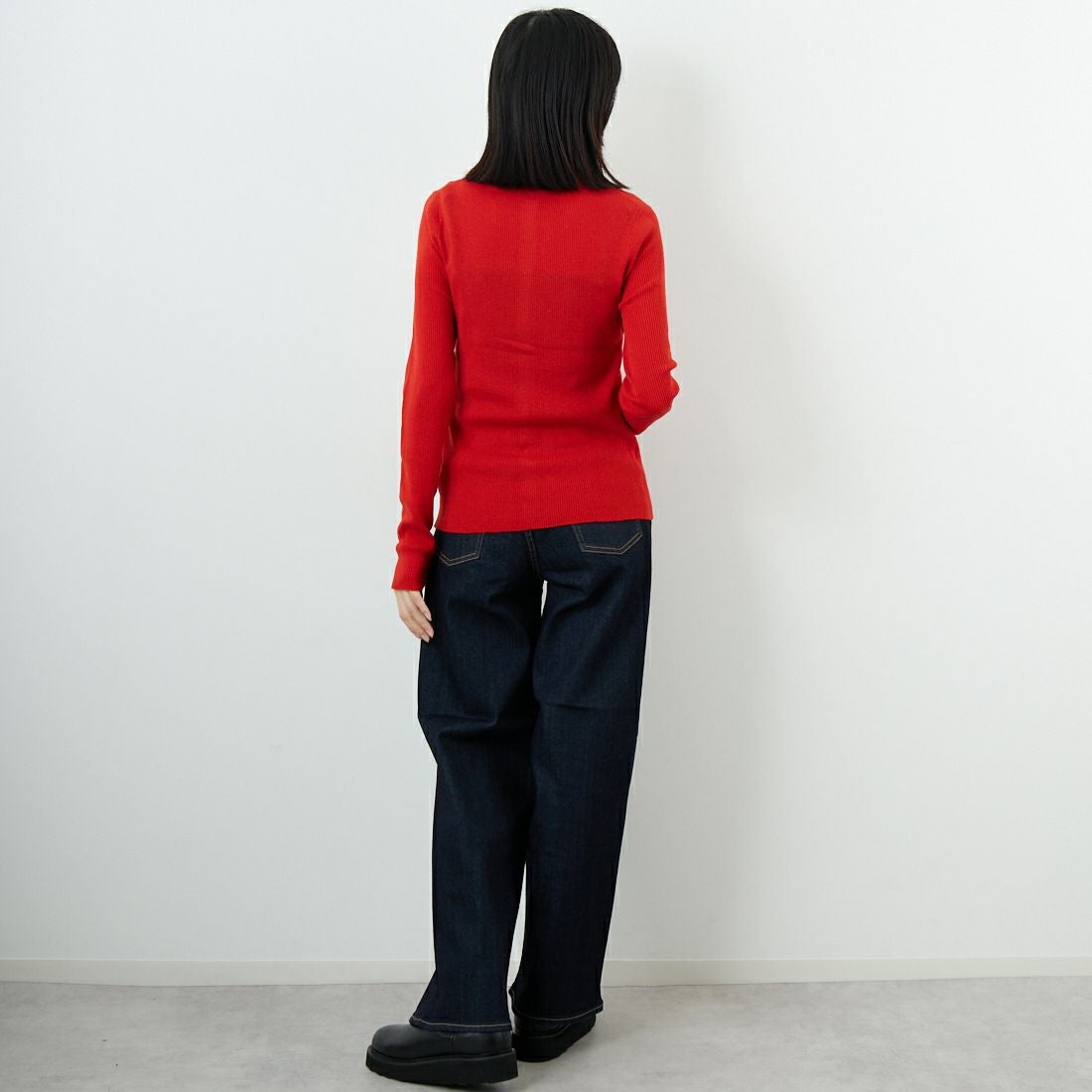 USINE [ユジーヌ] リブニットカーディガン [11256842] ﾚｯﾄﾞ &&モデル身長：162cm 着用サイズ：36&&