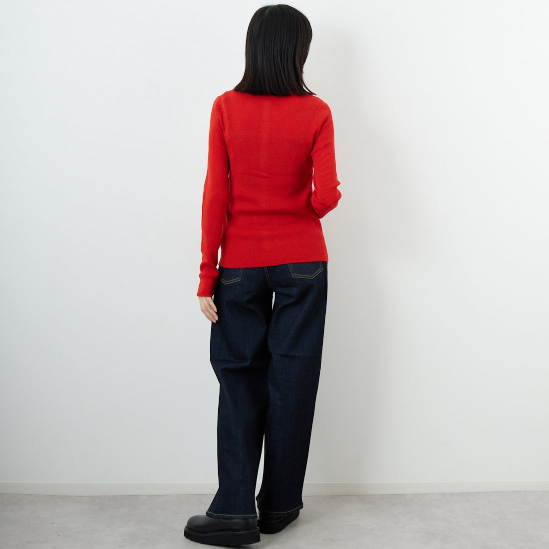 USINE [ユジーヌ] リブニットカーディガン [11256842] ﾚｯﾄﾞ &&モデル身長：162cm 着用サイズ：36&&