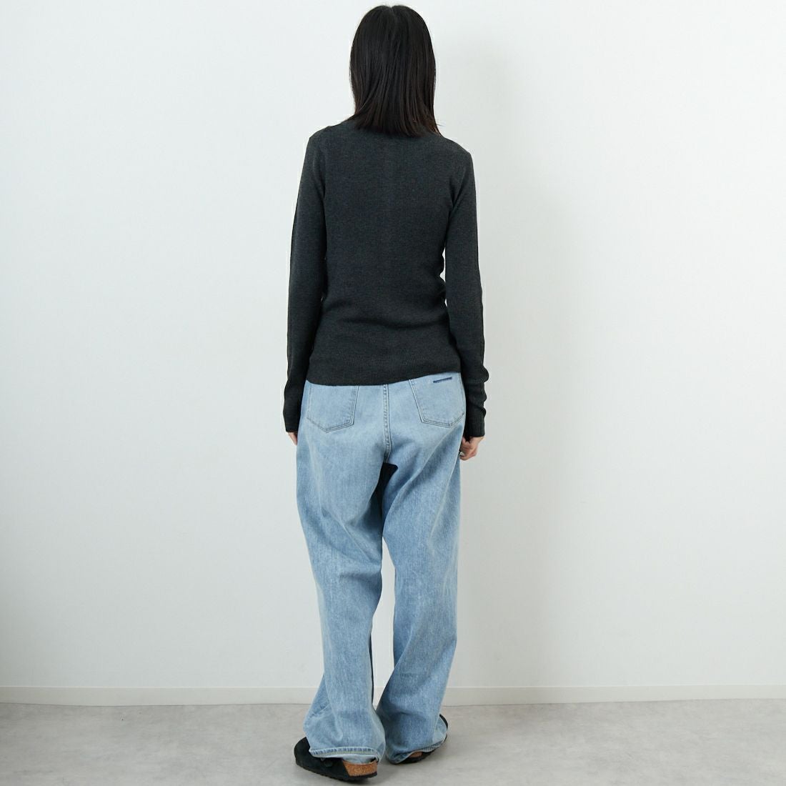 USINE [ユジーヌ] リブニットカーディガン [11256842] ﾁｬｺｰﾙ &&モデル身長：162cm 着用サイズ：36&&