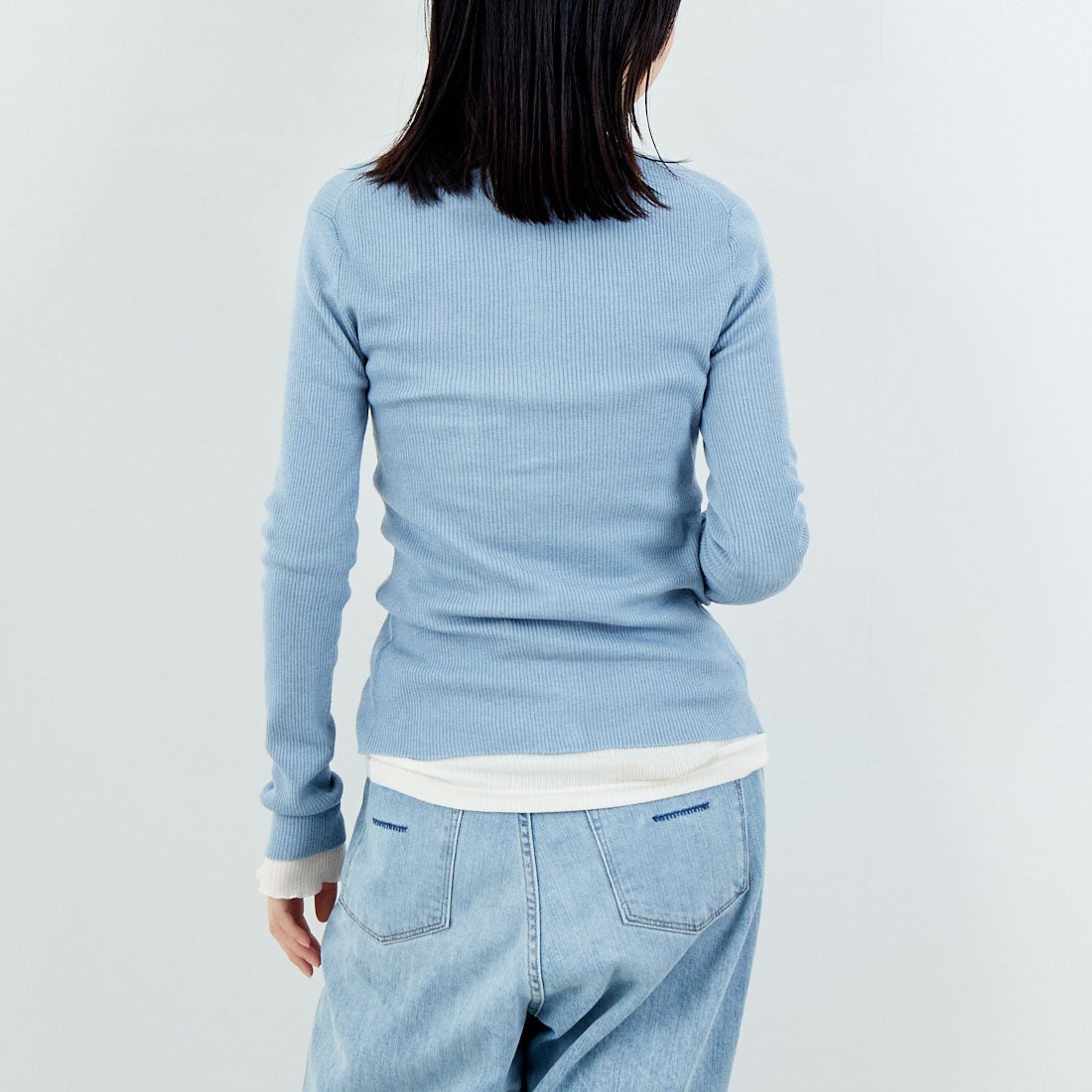 USINE [ユジーヌ] リブニットカーディガン [11256842] ｻｯｸｽ &&モデル身長：162cm 着用サイズ：36&&