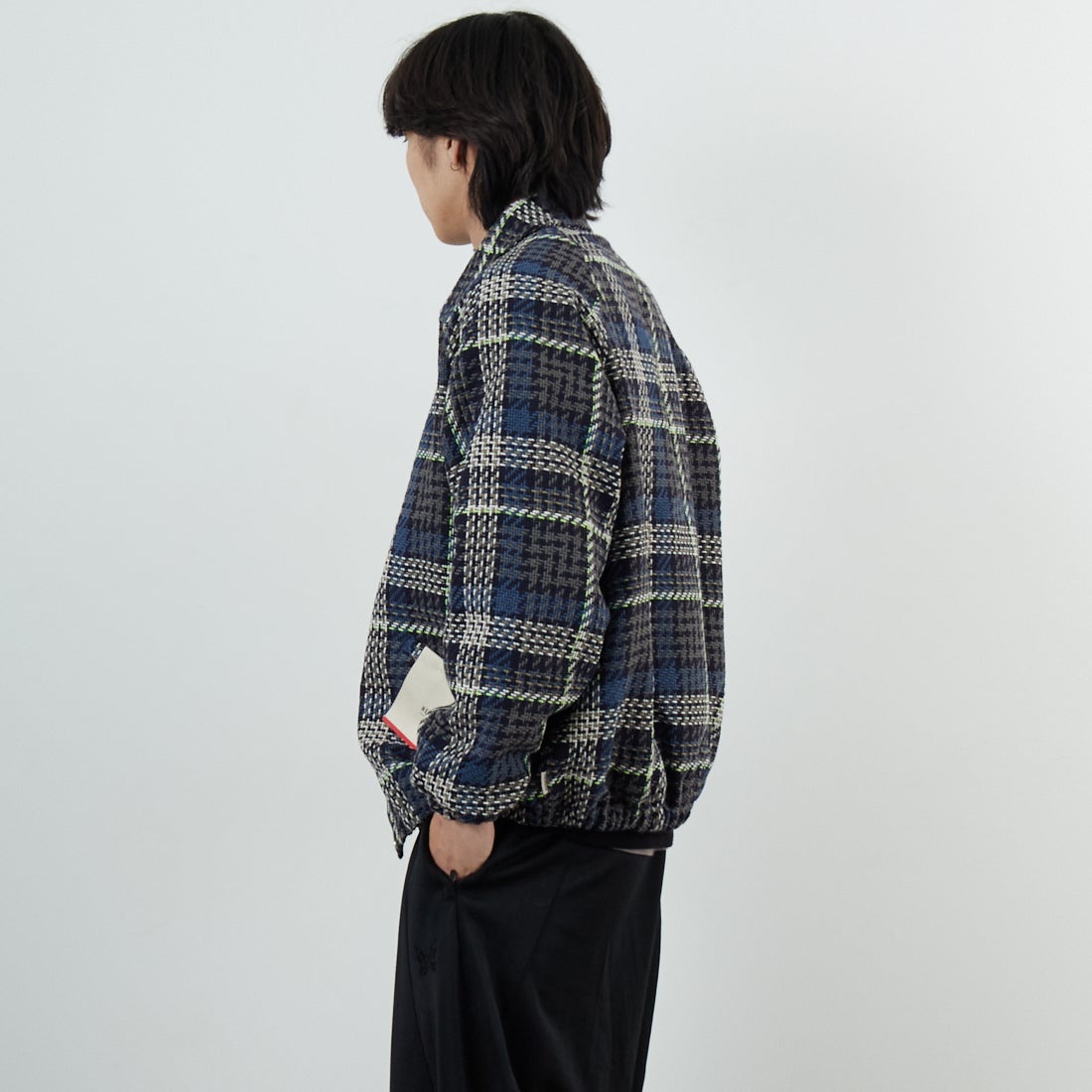 HELLO CALIF [ハローカリフ] ツイストツイルチェックコーチジャケット [HC-254-074] 820 BLUE &&モデル身長：179cm 着用サイズ：M&&