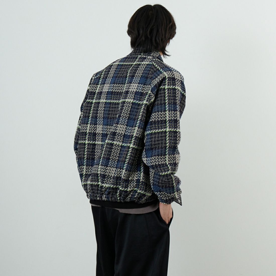 HELLO CALIF [ハローカリフ] ツイストツイルチェックコーチジャケット [HC-254-074] 820 BLUE &&モデル身長：179cm 着用サイズ：M&&