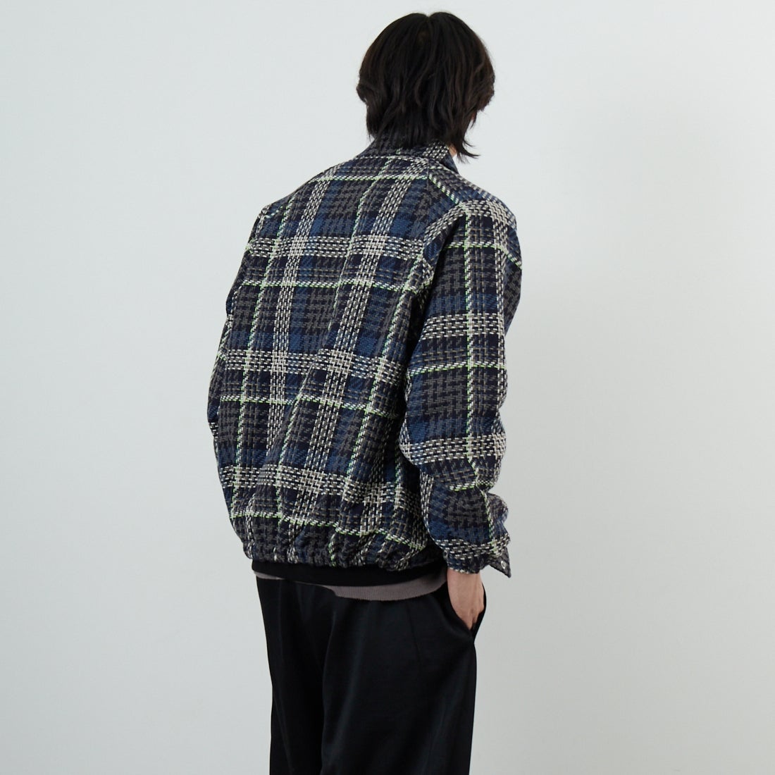HELLO CALIF [ハローカリフ] ツイストツイルチェックコーチジャケット [HC-254-074] 820 BLUE &&モデル身長：179cm 着用サイズ：M&&
