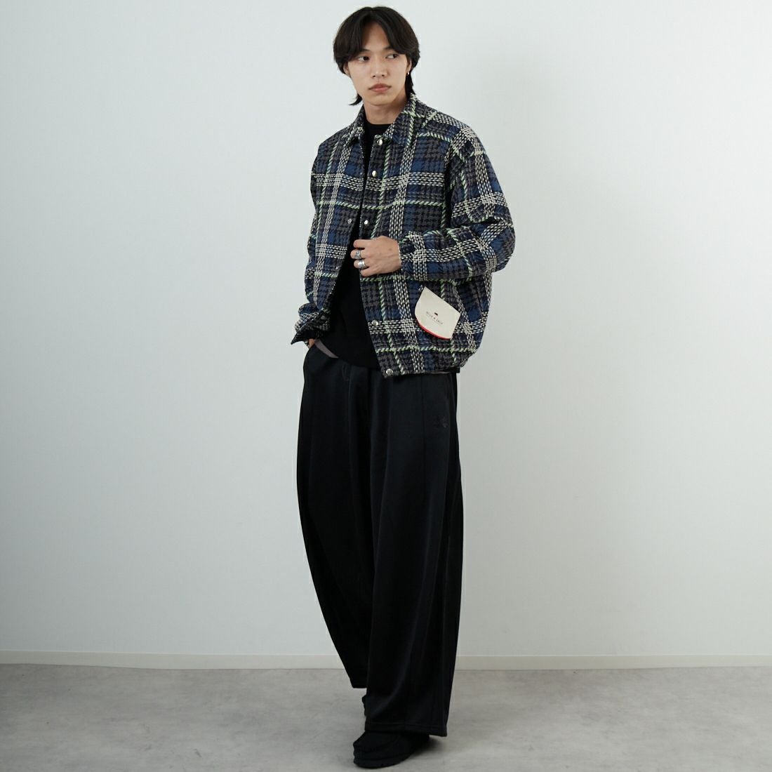 HELLO CALIF [ハローカリフ] ツイストツイルチェックコーチジャケット [HC-254-074] 820 BLUE &&モデル身長：179cm 着用サイズ：M&&