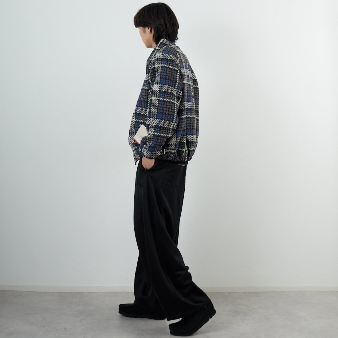 HELLO CALIF [ハローカリフ] ツイストツイルチェックコーチジャケット [HC-254-074] 820 BLUE &&モデル身長：179cm 着用サイズ：M&&