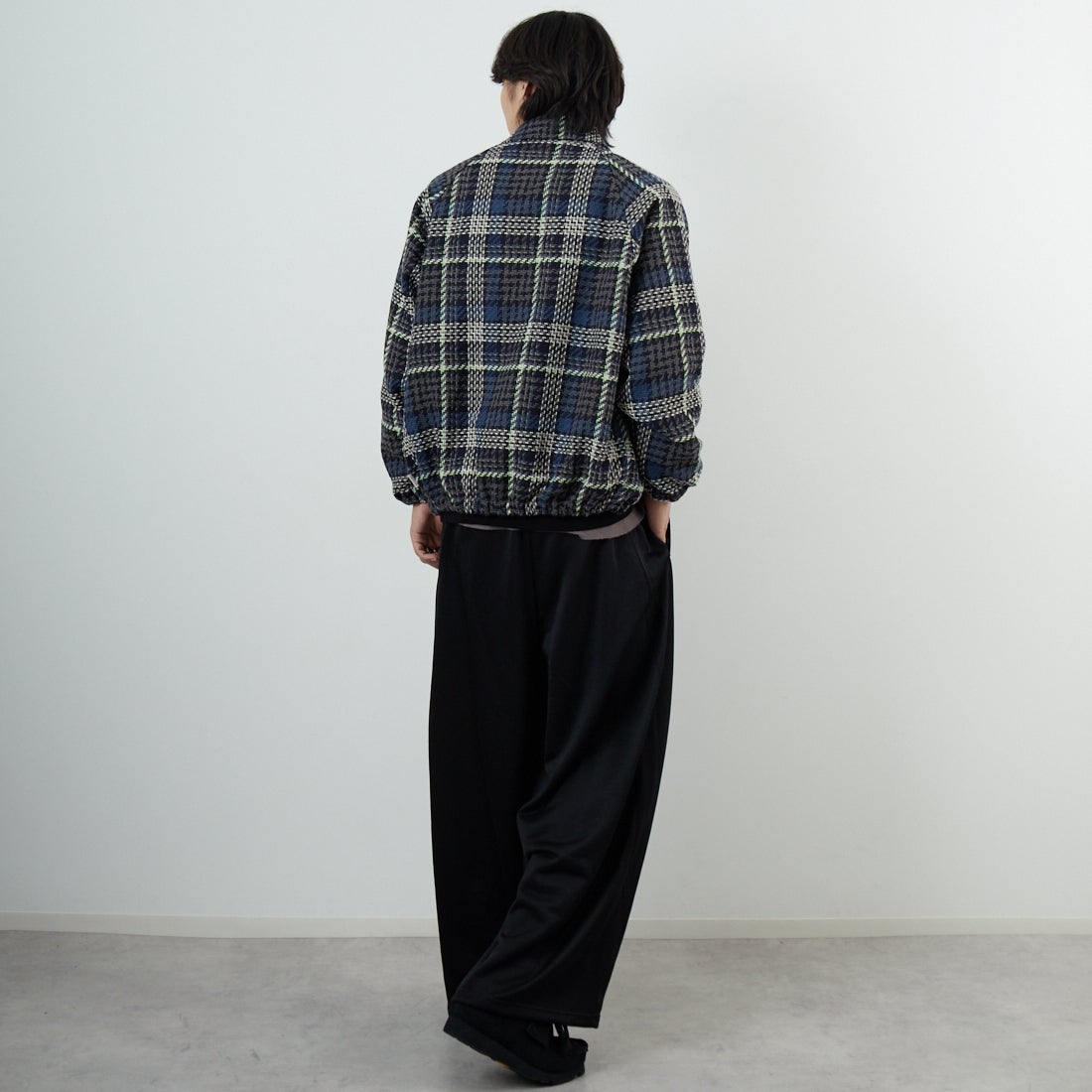 HELLO CALIF [ハローカリフ] ツイストツイルチェックコーチジャケット [HC-254-074] 820 BLUE &&モデル身長：179cm 着用サイズ：M&&