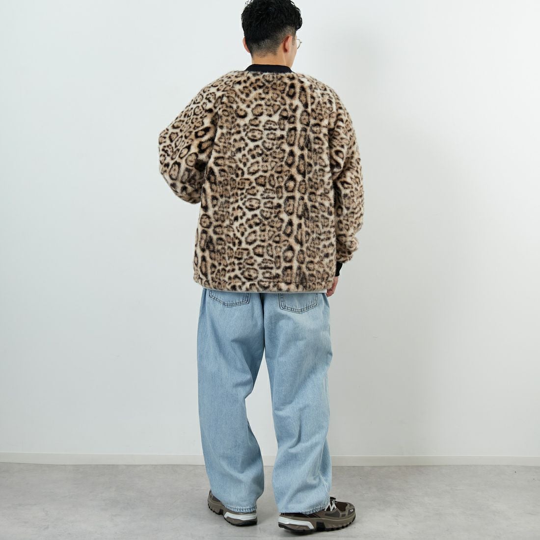 HELLO CALIF [ハローカリフ] ファーボンバーコーチジャケット [HC-254-057] LEOPARD &&モデル身長：168cm 着用サイズ：M&&