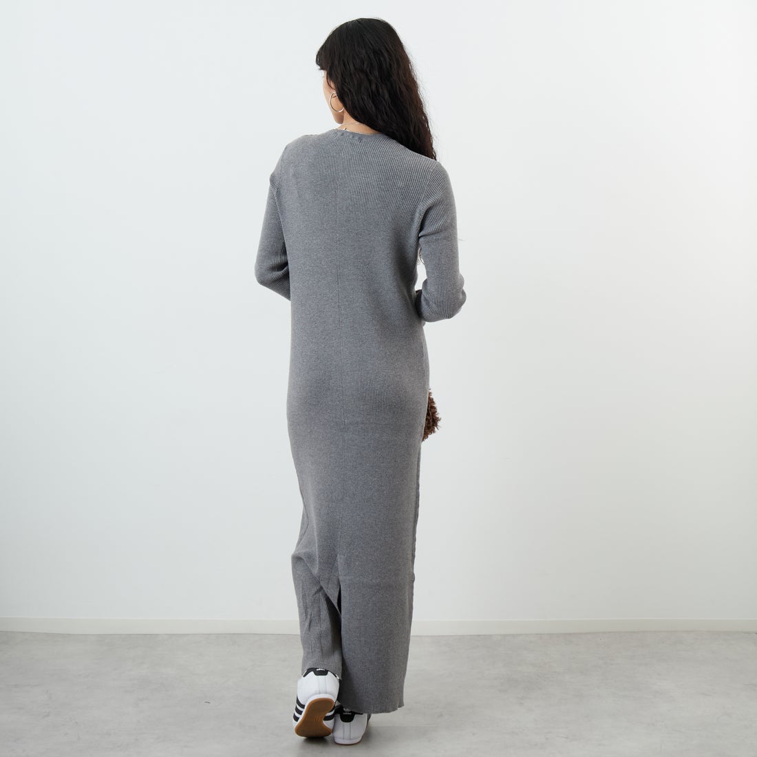 USINE [ユジーヌ] リブニットワンピース [11256853] ｸﾞﾚｰ &&モデル身長：162cm 着用サイズ：36&&