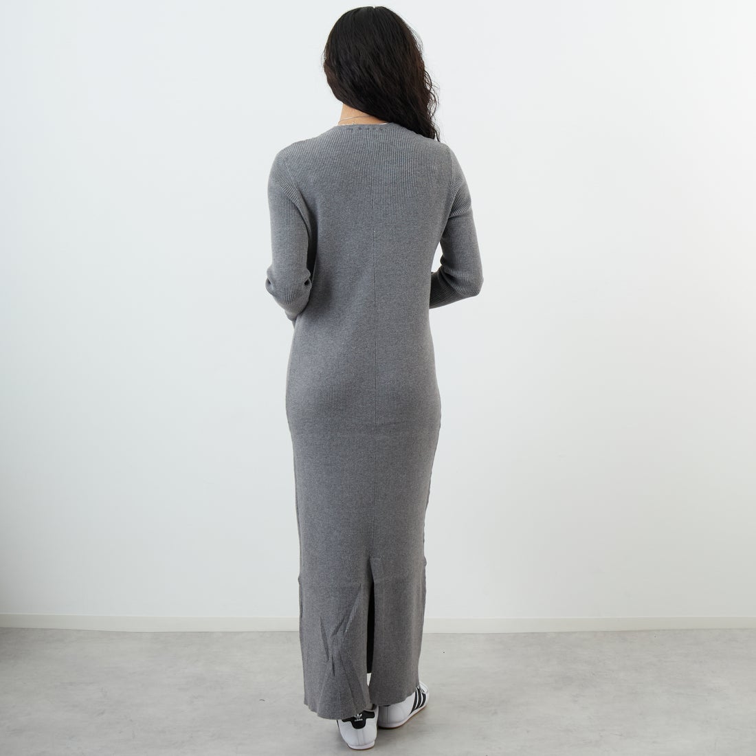 USINE [ユジーヌ] リブニットワンピース [11256853] ｸﾞﾚｰ &&モデル身長：162cm 着用サイズ：36&&