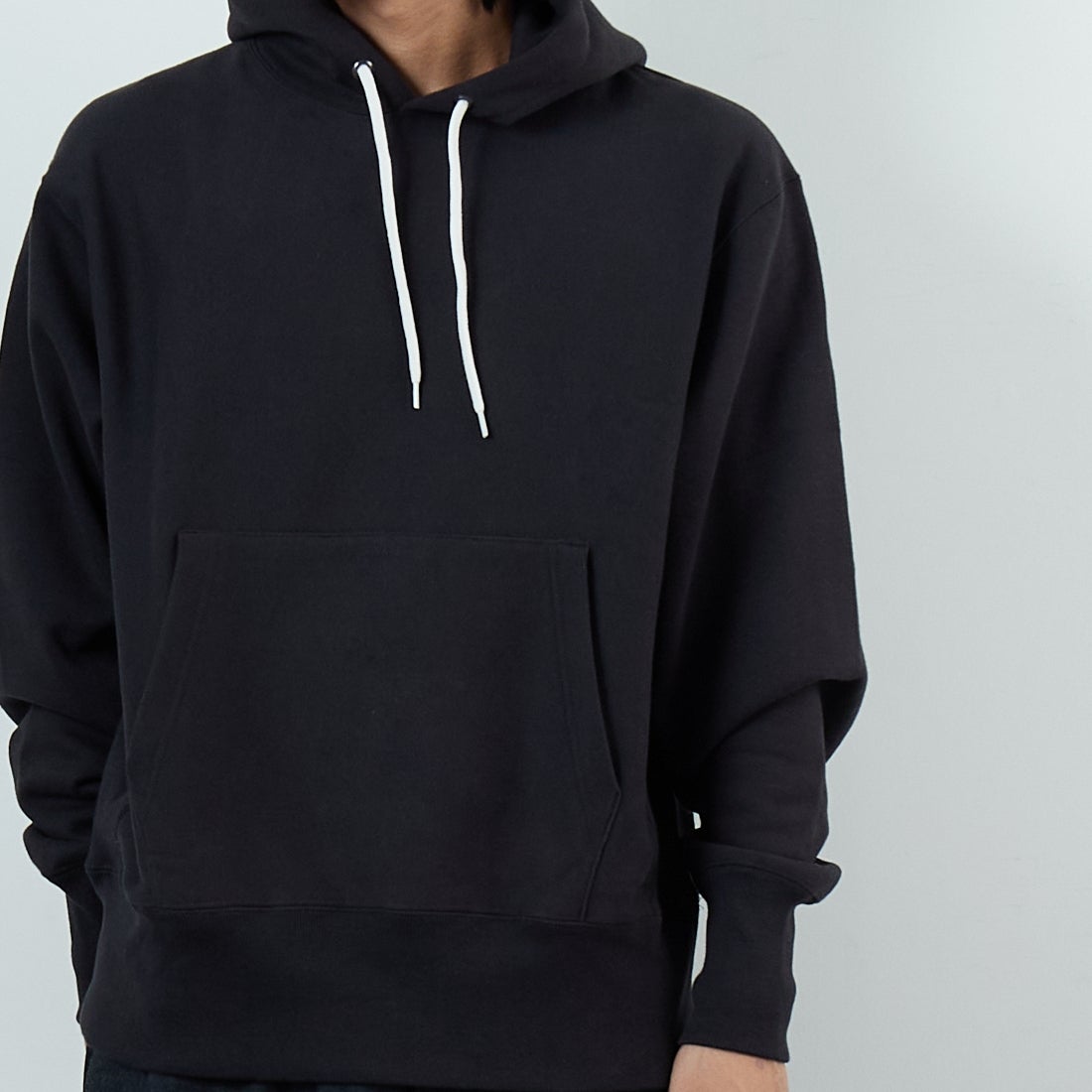 Health knit [ヘルスニット] ロッカーウェイト スウェットフーディ [HR25F-M152] INK BLACK &&モデル身長：179cm 着用サイズ：M&&