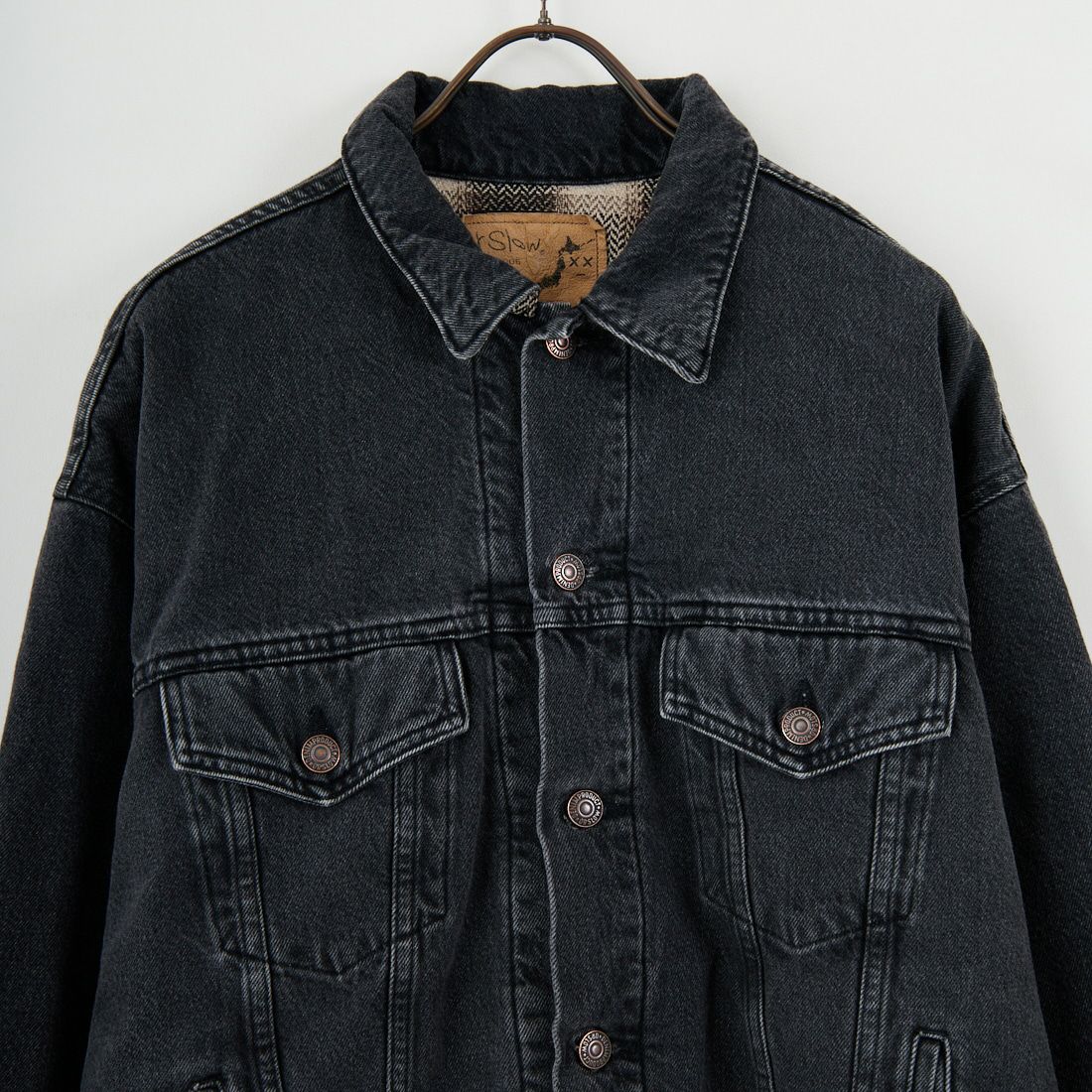 orSlow [オアスロウ] フランネルチェックライニング デニムジャケット [01-6105] D61S BLACK