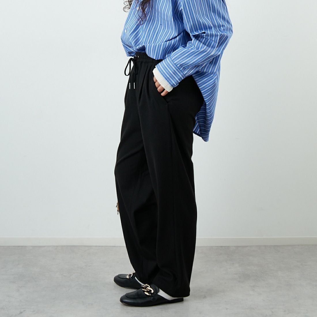 Jeans Factory Clothes [ジーンズファクトリークローズ] コスミカルウォームテーパードパンツ [21256055] 004 ﾌﾞﾗｯｸ &&モデル身長：162cm 着用サイズ：38&&