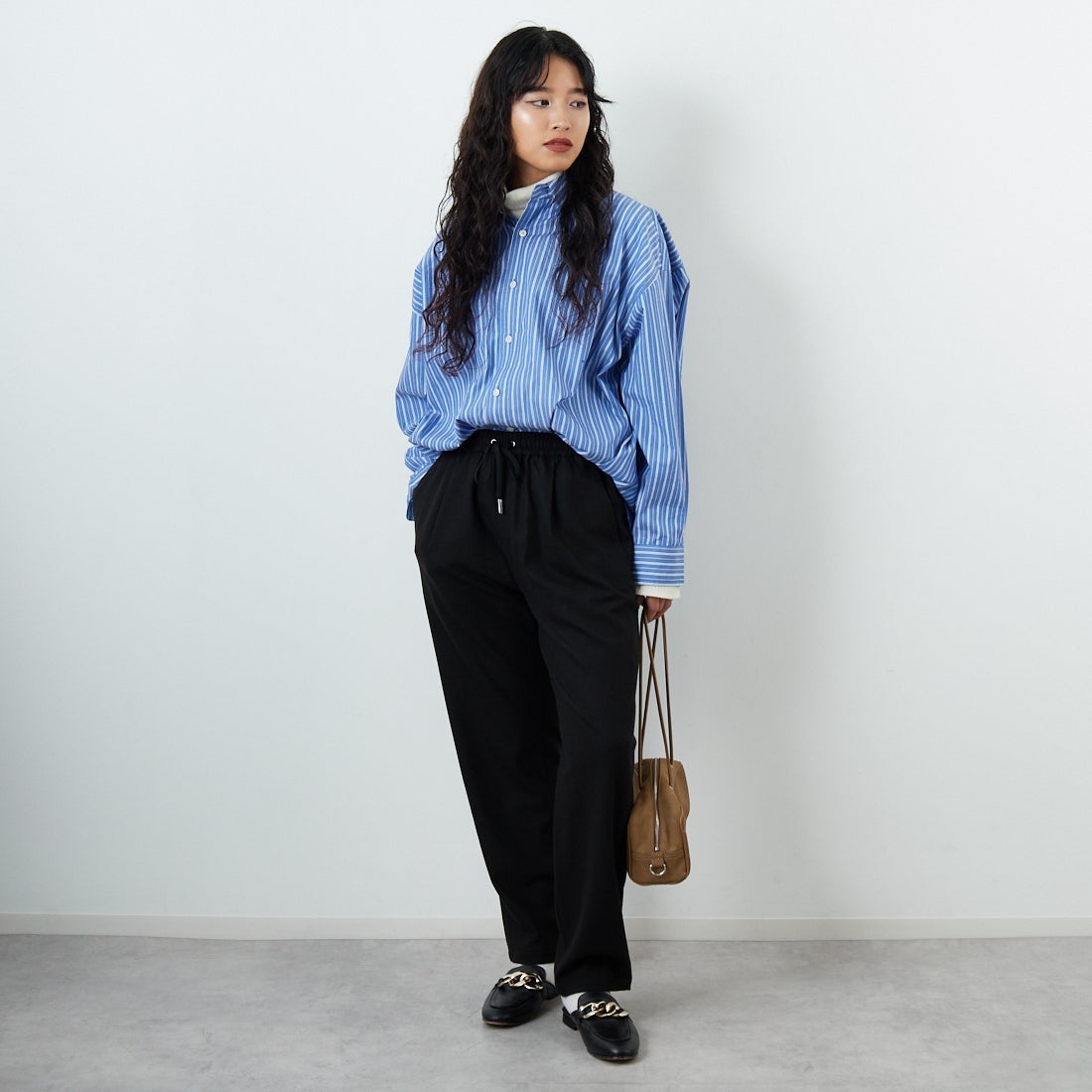 Jeans Factory Clothes [ジーンズファクトリークローズ] コスミカルウォームテーパードパンツ [21256055] 004 ﾌﾞﾗｯｸ &&モデル身長：162cm 着用サイズ：38&&