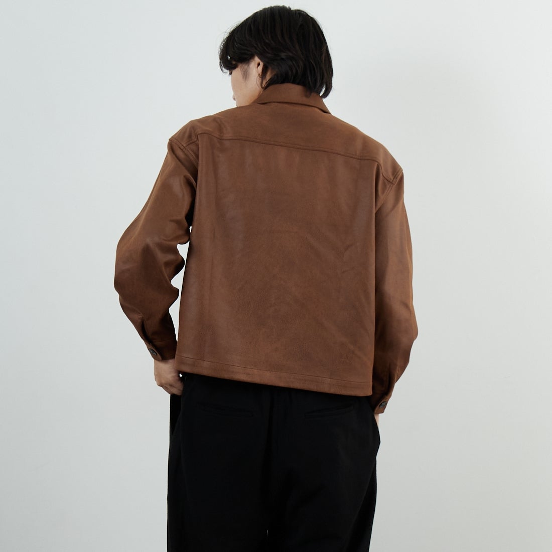 SLICK [スリック] シンセティックレザートラッカージャケット [5111047] 500 BROWN &&モデル身長：179cm 着用サイズ：1&&